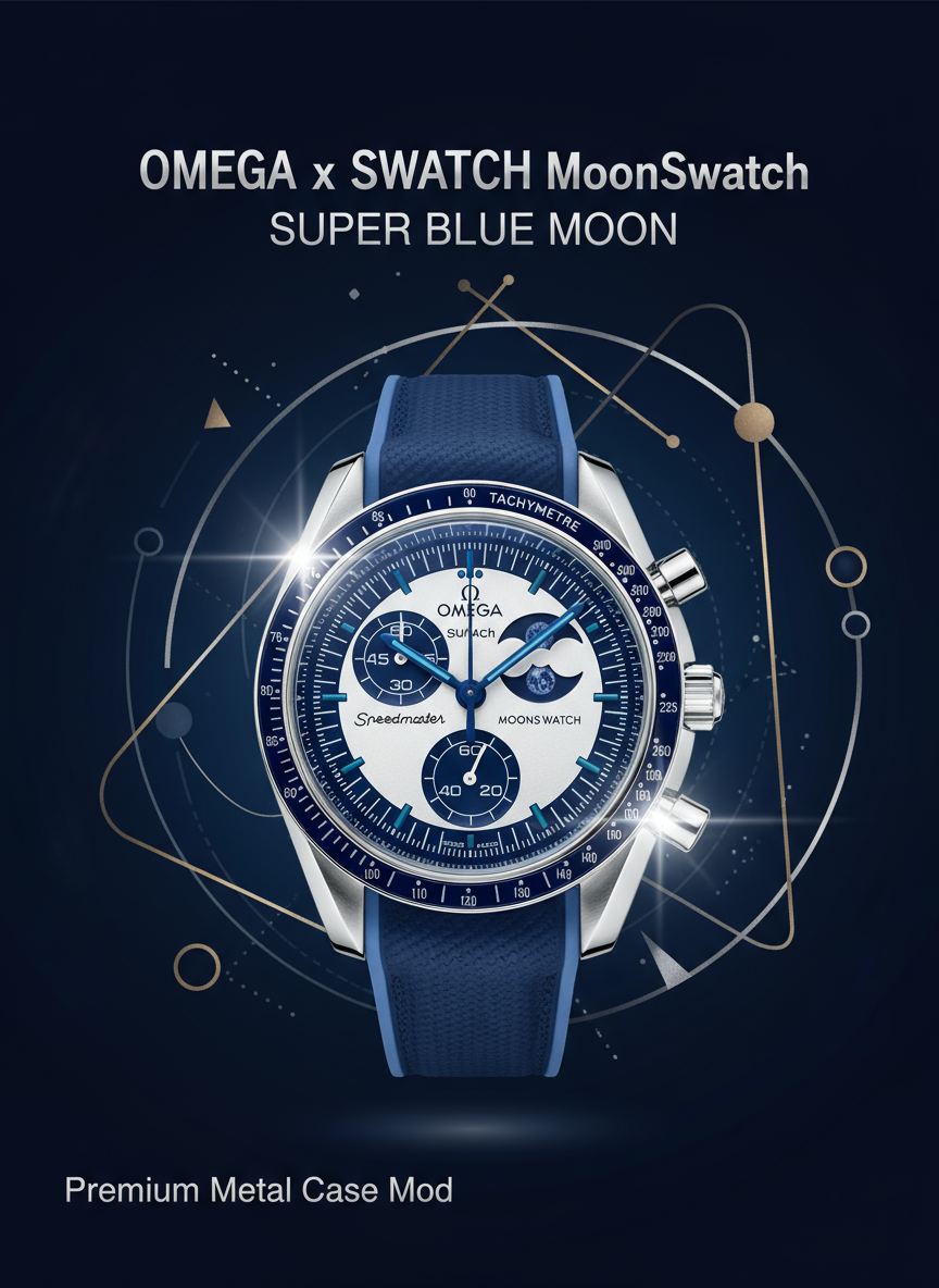 Omega x Swatch Moonswatch Super Blue Moon Metal Mod – Premium Stainless Steel Upgrade