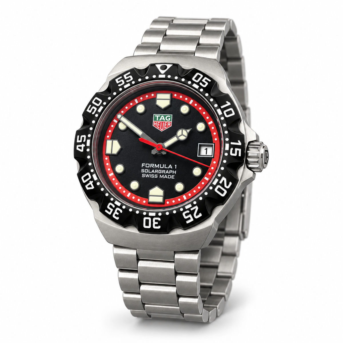 Custom Tag Heuer Formula 1 Solargraph Automatic Watch Mod - 39 mm