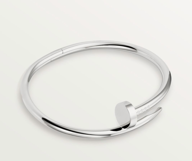 Silver-Tone Nail Bangle Bracelet – Minimalist Polished Design