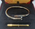 Silver-Tone Nail Bangle Bracelet – Minimalist Polished Design